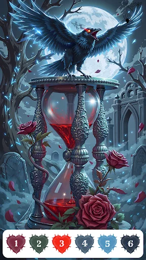 Gameplay screenshot 1 from Dark Aesthetic Color by Number - Board game